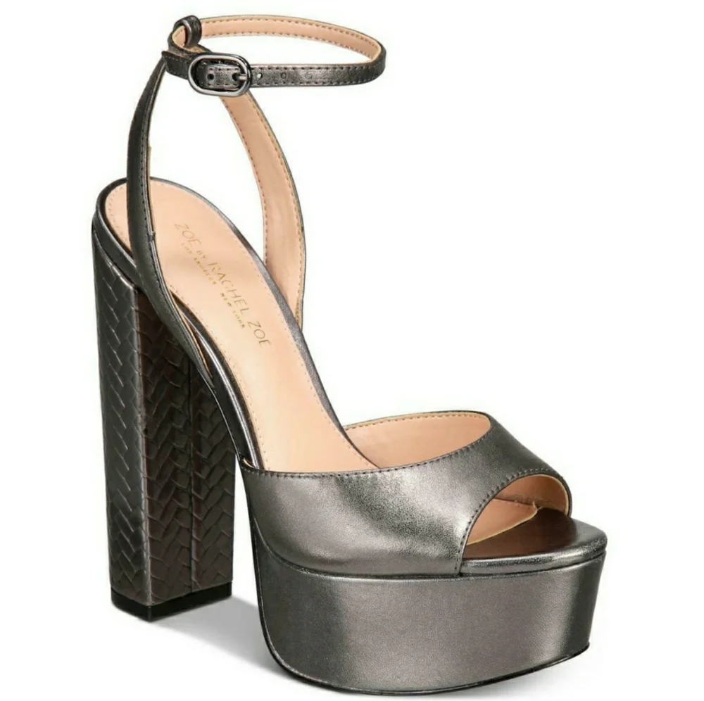 NWOB Rachel Zoe Metallic Gray Platform Sandals